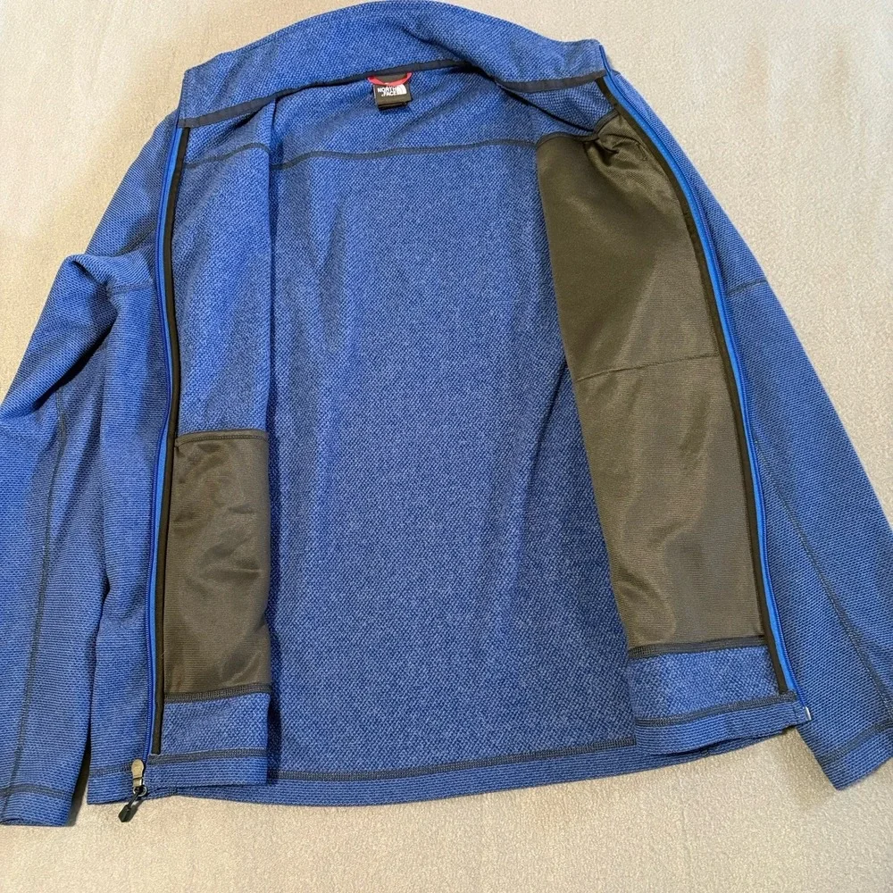 North Face Jacket Mens L Blue Full Zip Textured Workwear Hiking Camping